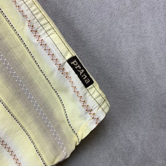 Prana Mens Shirt Large Yellow Vertical Striped Pearl Snap Button Up Southwestern - Picture 4 of 10